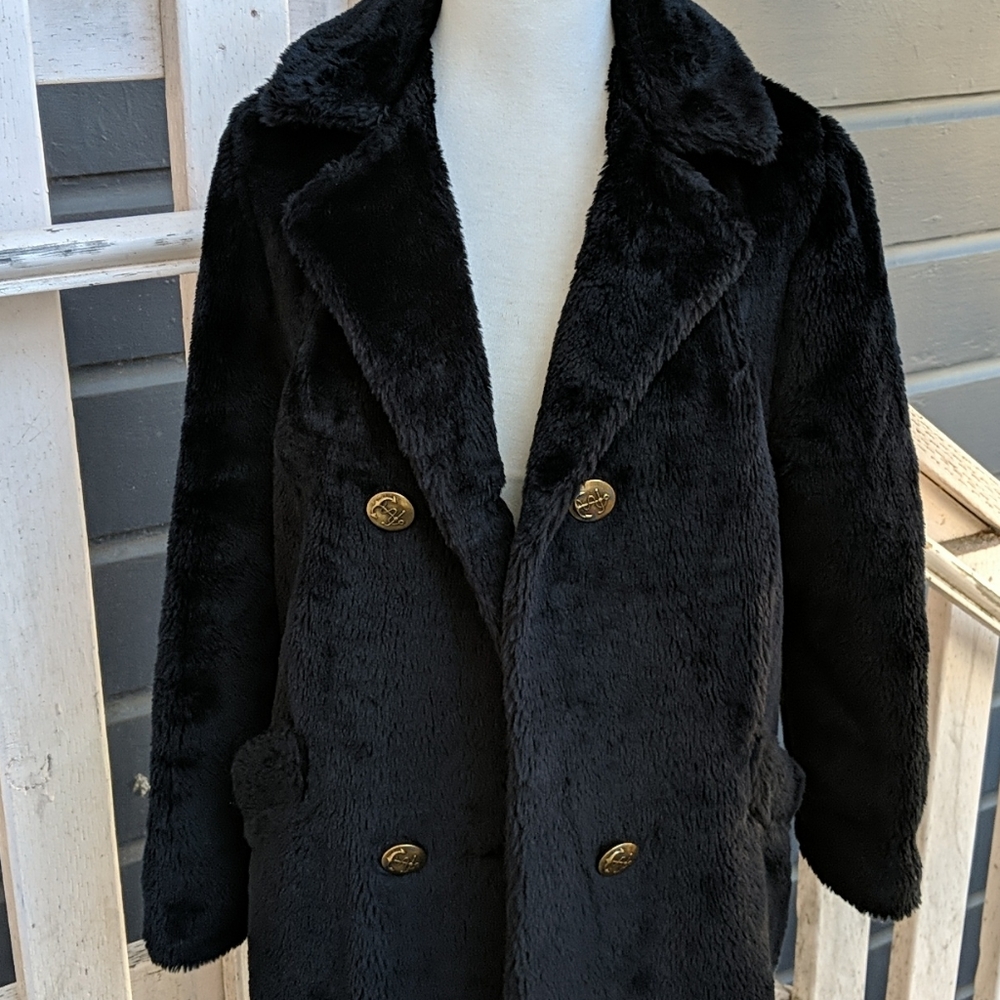 Vintage Black Fuzzy Coat